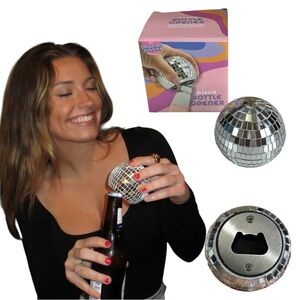 Silver Disco Ball Bottle Opener